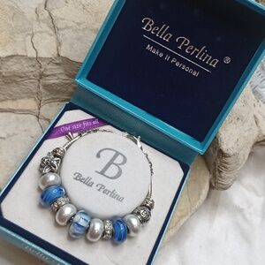 Bella Perkins glass and pearl bead bracelet